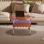 Table basse ronde à plateau relevable avec roues, structure en métal et éclairage multicolore de 27,6 po