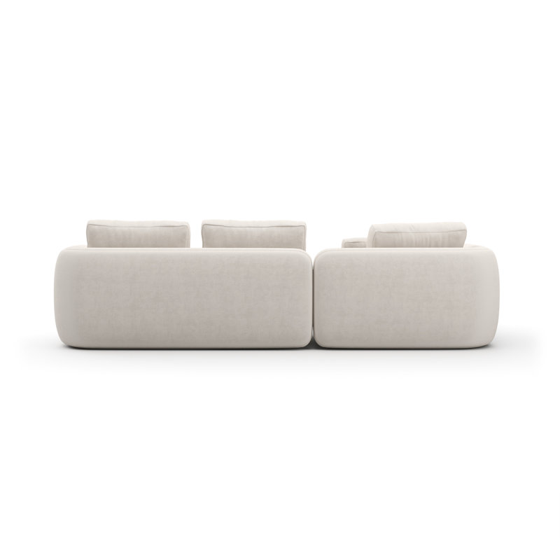 *Overlap Left Chaise Sec Small Ecru, Left Hand Facing, White Polyester Blend