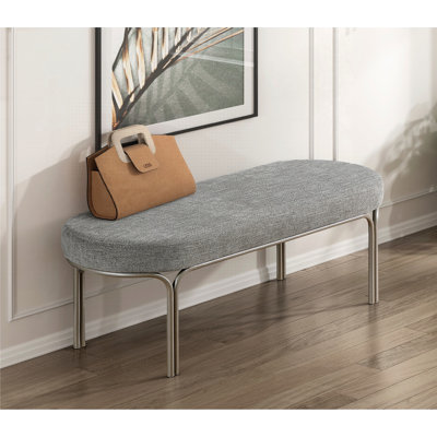 Banc de tapisserie d'ameublement en chenille de Modern Home Furniture avec pieds élégants en métal champagne, confortable et durable