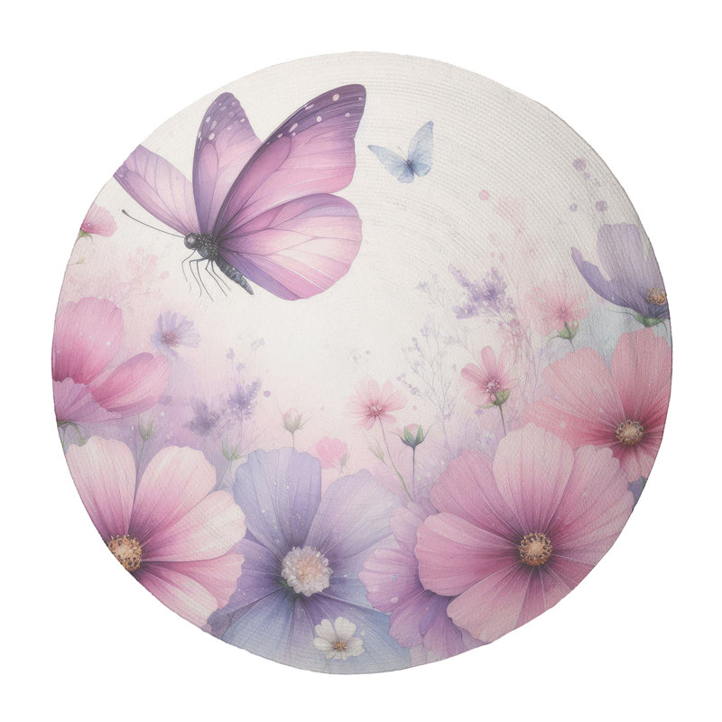 Tapis floral tressé, Rond 5 pi