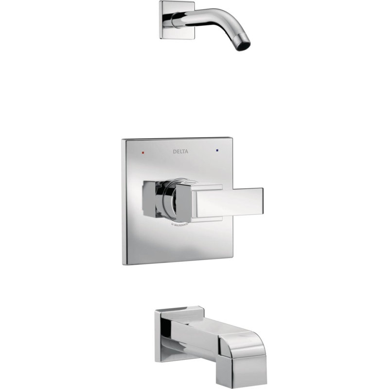 Garniture de baignoire et douche avec poignée levier et moniteur Ara, Chrome chrome