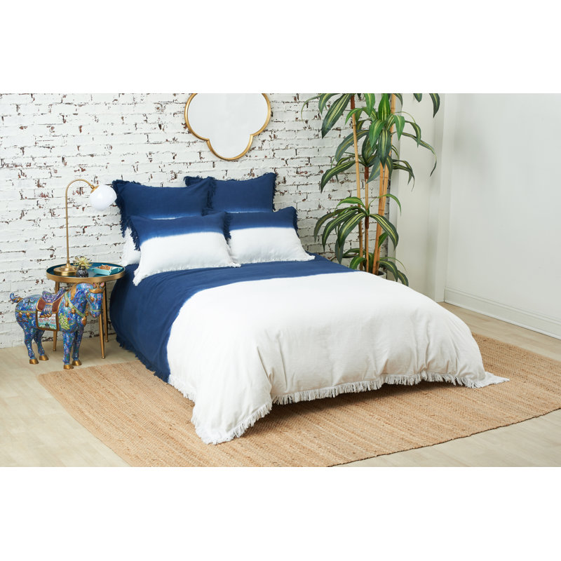Aster Two-Tone Indigo and White Cotton Standard Sham