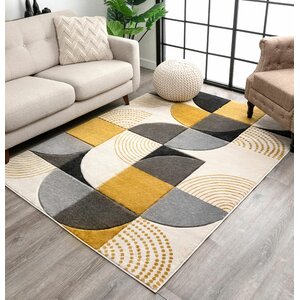 Well Woven Margot Performance Gold/Gray/Black Rug & Reviews | Wayfair