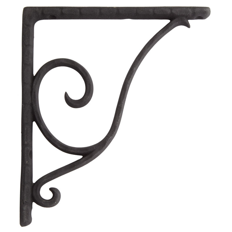 Sprig Cast Iron Shelf Bracket, 7.38" H x 6.38" W x 0.75" D, Matte Black
