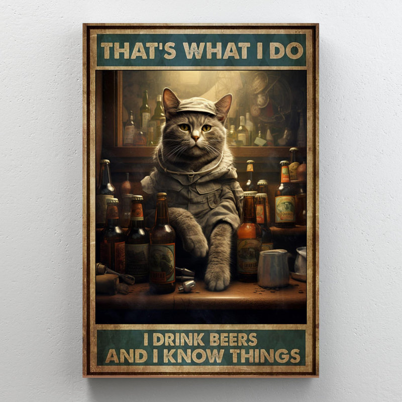Black Cat Coffee Capurrrccino - 1 Piece Rectangle Graphic Art Print On Wrapped Canvas, 36" H x 24" W x 1.25" D