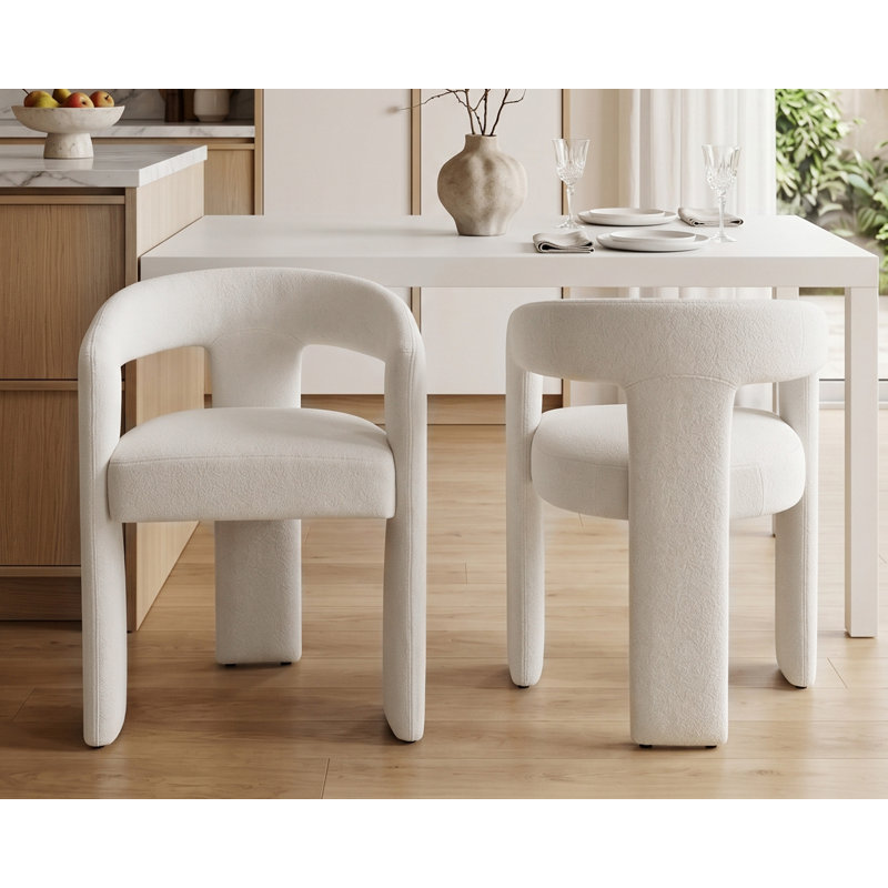 Chaises de salle à manger rembourrées modernes pour la cuisine (ensemble de 2), Beige