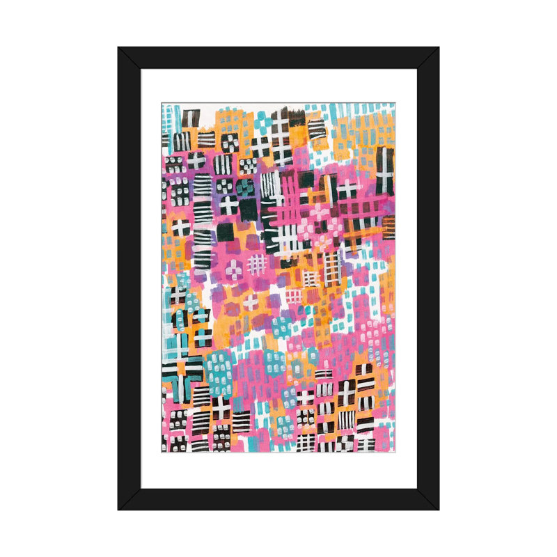 Reproduction d'art sur toile tendue City Lights, H 24 po x l 16 po x P 1 po, Papier d'art encadré noir, Blanc