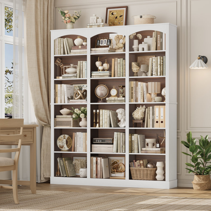 Bibliothèque standard avec tablettes réglables Huckins, White/Brown