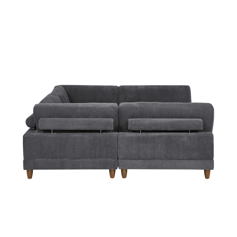 Corduroy Sectional Reversible, Gray Corduroy
