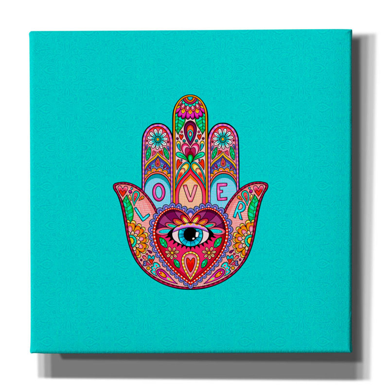 «Lover Hamsa» par Hello Angel, art mural sur toile, H 12 po x l 12 po x P 0,75 po