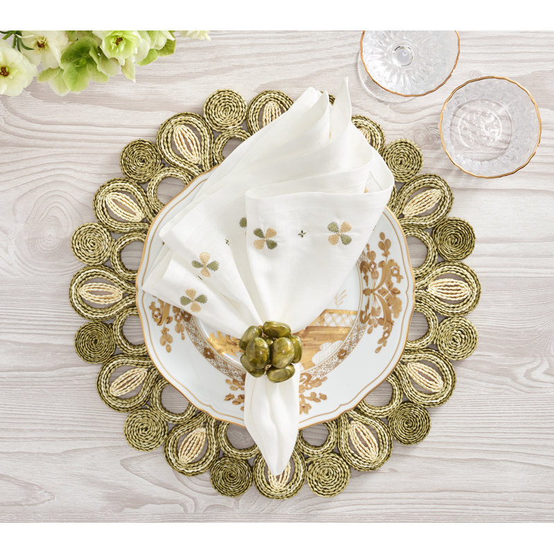 Clover Napkin, White/Sage