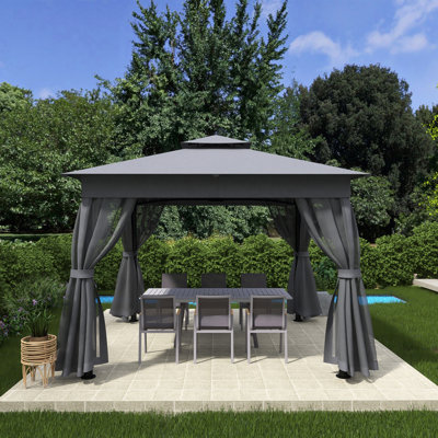 Steel Patio Gazebo With Double Roofs
