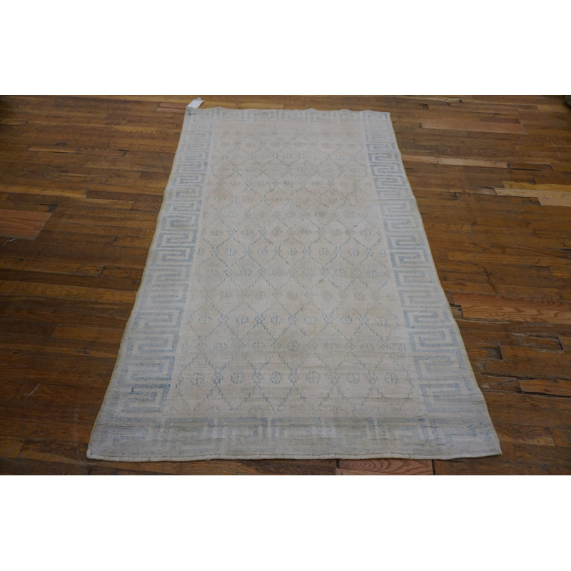Faded Decorative Light Ivory Color Antique Small Cotton Agra Rug