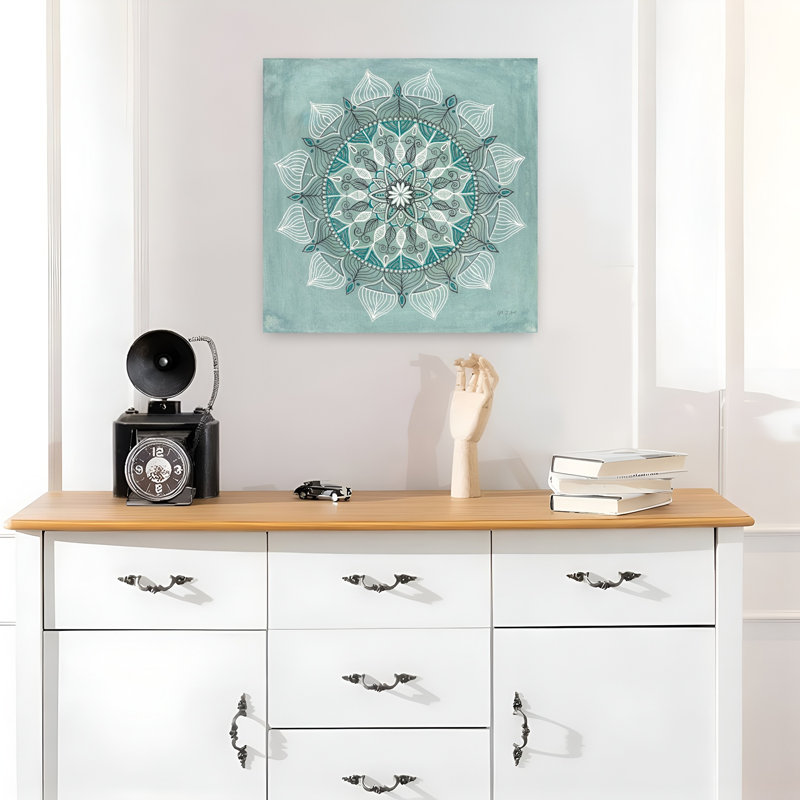 Mandala du désert, art floral vert, H 18 po x l 18 po