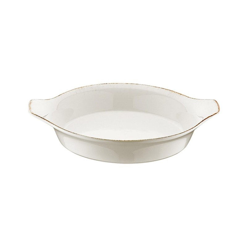 Diamètre rétro: H 9,75 po: 1,75 po, 25 oz Plat rond four vitrifié