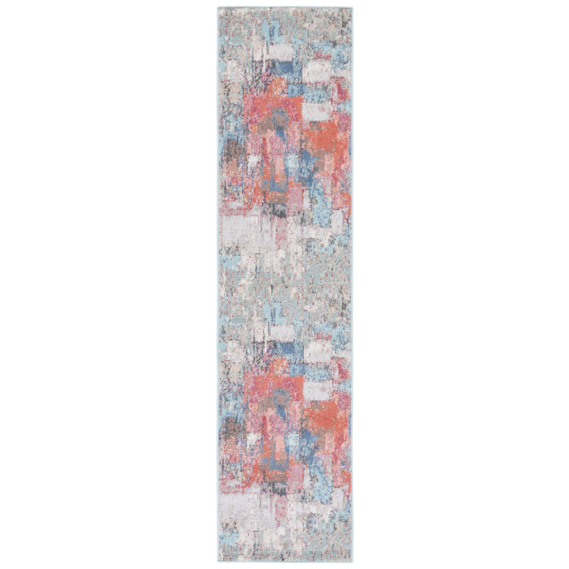 Tapis abstrait rouille / ivoire Styrman, Tapis de couloir 2 pi 2 po x 9 pi