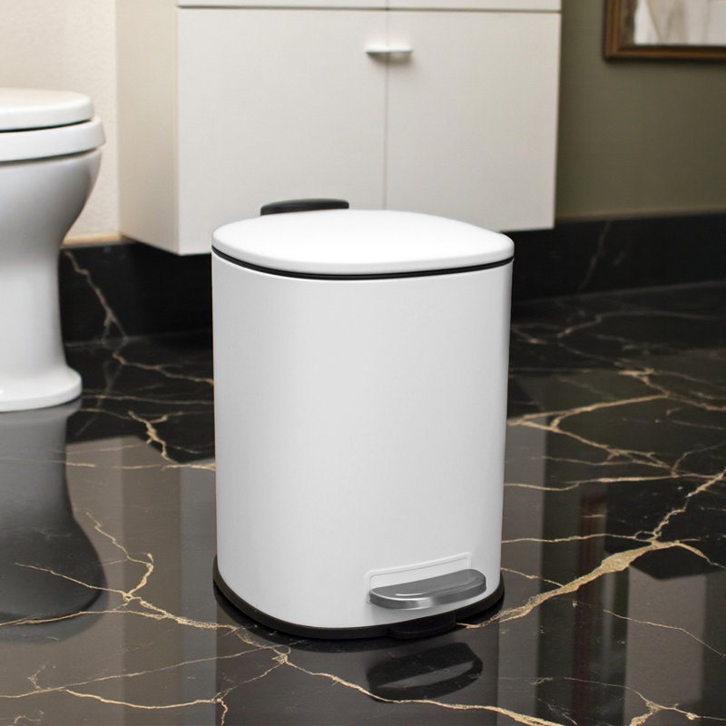 Arkadelphia Steel Step On Kitchen Rubbish Bin, White