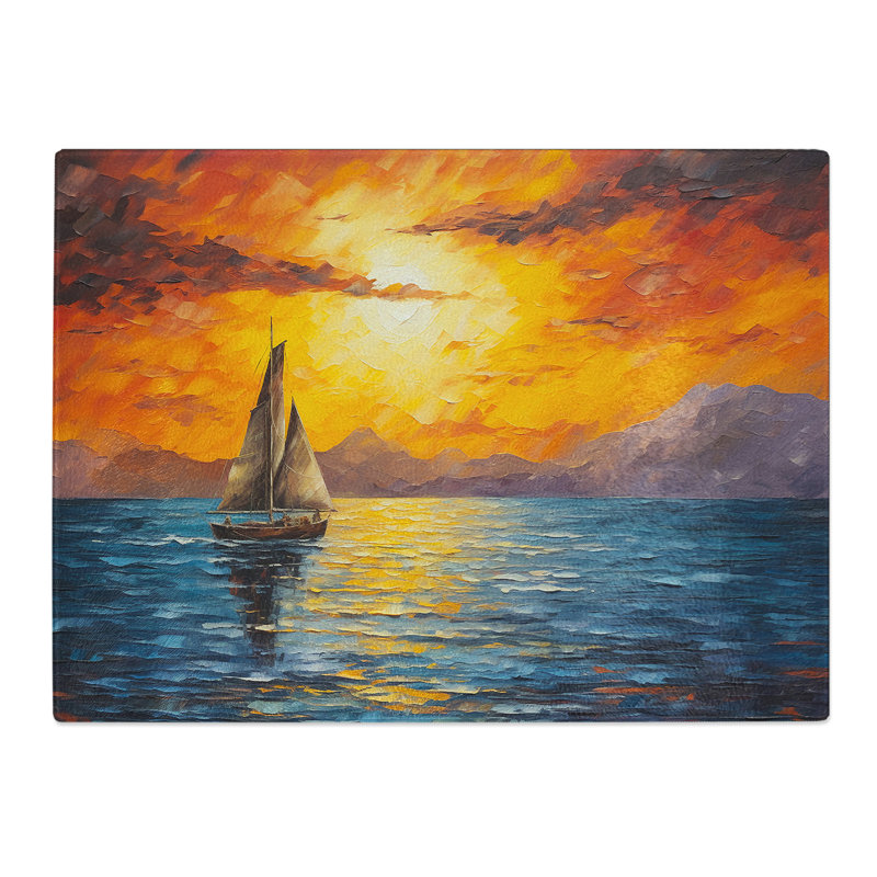 Seascape Expressionism No.2  Glass Chopping Board