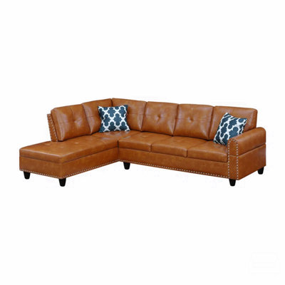 Faux Leather L - Shaped Sectional With Storage & Cup Holders 2Pc by Ebern Designs