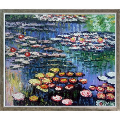 "Water Lilies" (rose), reproduction d'art sur toile