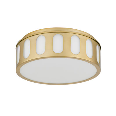 11.25-Inch Round Antique Brass LED Ceiling Light, Three Color Temperatures