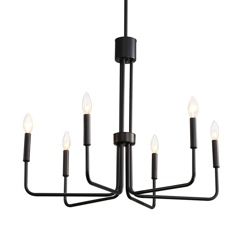 Emilyn 6 - Light Dimmable Farmhouse Classic / Traditional Chandelier, Black