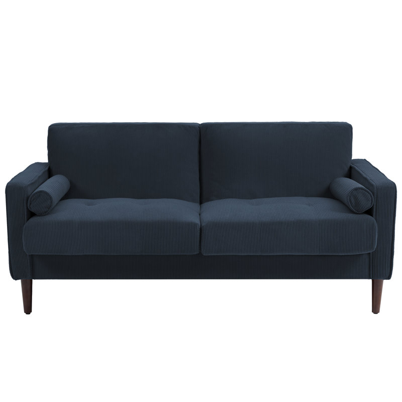 Carmelinda 62.6'' Corduroy Loveseat, Navy Blue Corduroy