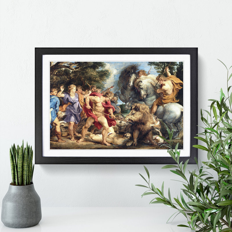 Attack by Peter Paul Rubens - Picture Frame Graphic Art, Black Framed, 27cm H x 36cm W x 2cm D
