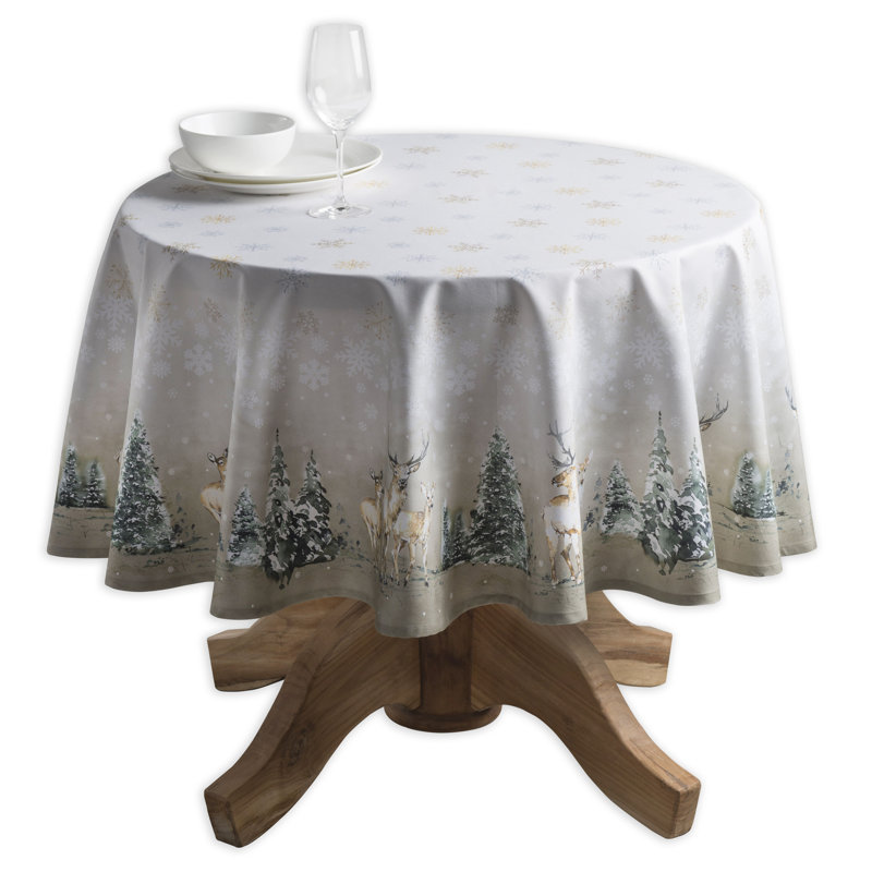 100% Cotton Round Christmas Tablecloth, 69" x 69"