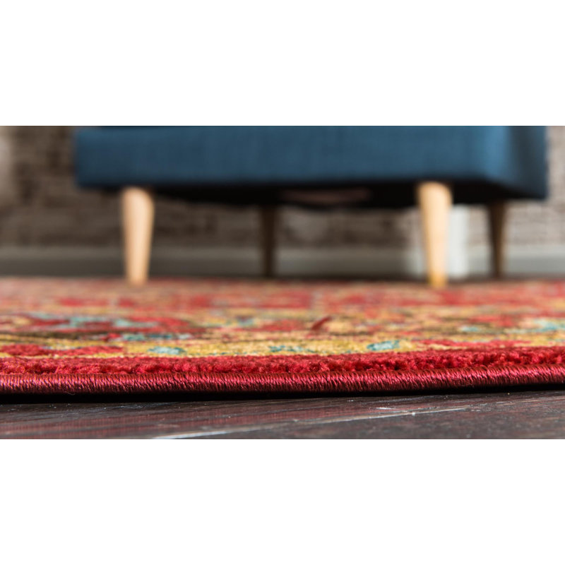 Tapis traditionnel Azar couleur merlot, Rond 5 pi 3 po