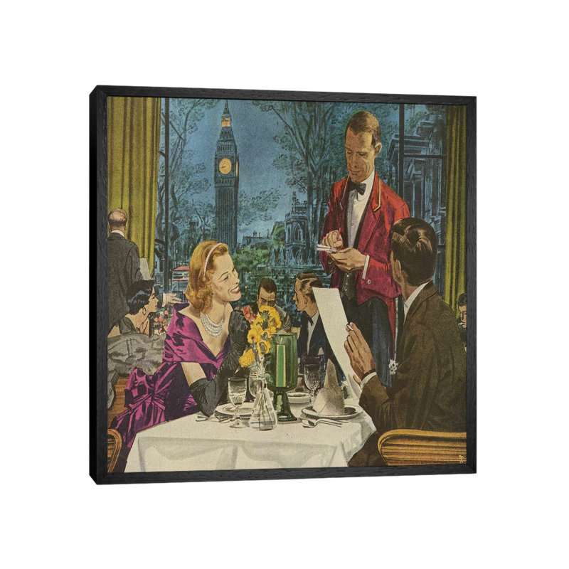 1950s Pan Am Magazine Advert 1 Piece Wall Art on Canvas, 45.72 cm H x 45.72 cm W, Black Floater Framed