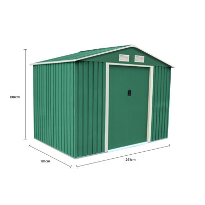 8 ft. W x 6 ft. D Apex Metal Shed