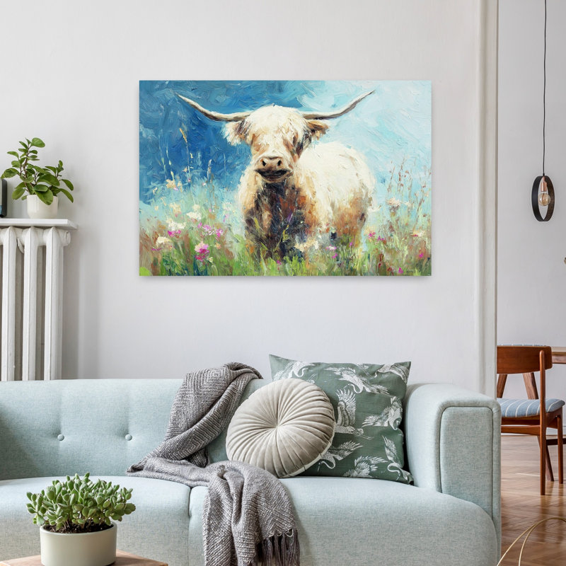«The Meadow Watcher», art contemporain mural, paysage abstrait, H 24 po x l 36 po