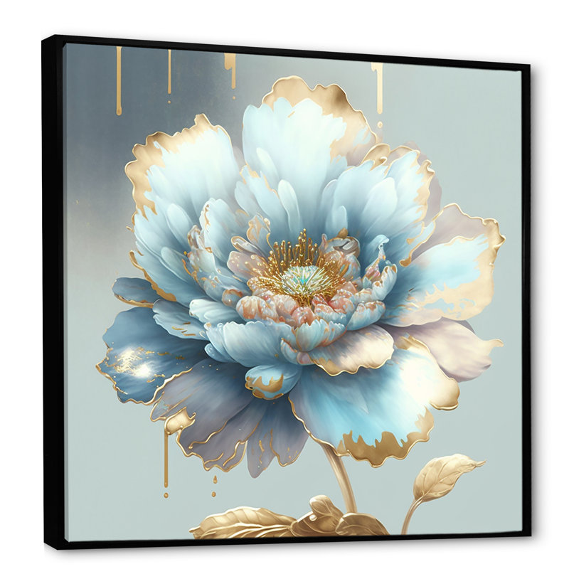 «Chic Blue Blooming Flower IV - Floral», reproduction sur toile encadrée, H 36 po x l 36 po x P 1,5 po