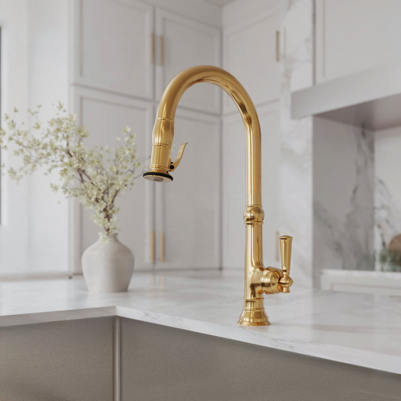 Pull-Down Kitchen Faucet - Trigger Spray, Antique Brass
