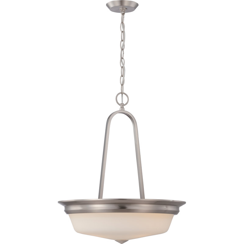 Luminaire suspendu bol unique à 3 lumières Hardiman, Nickel brossé