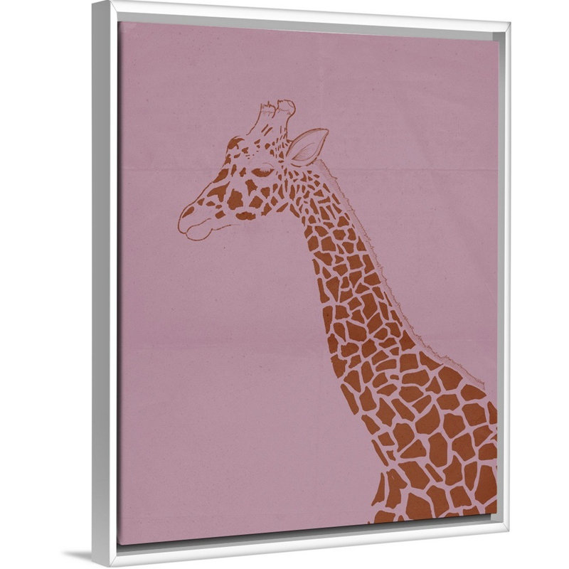 « giraffe i kids », art encadré, H 30 po x l 24 po x P 1,2 po, Cadre pour toile flottant blanc