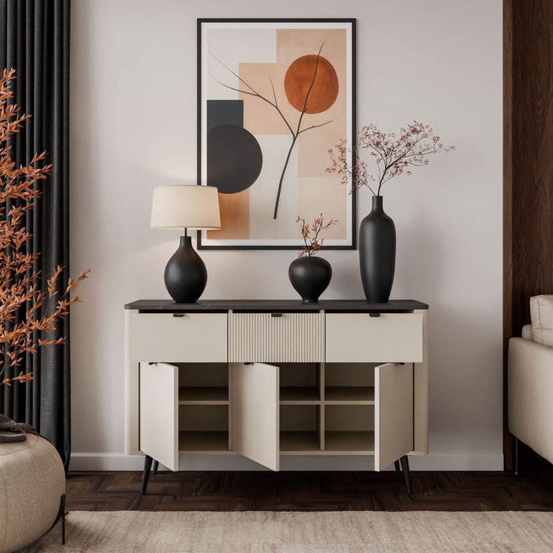130cm Sideboard, cashmere / grey stone