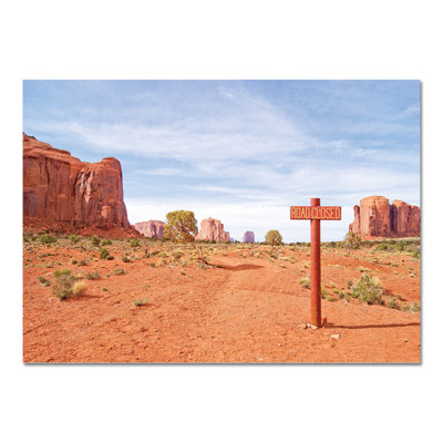 Monument Valley Road Closed by Giallobus - No Frame Print on Glass