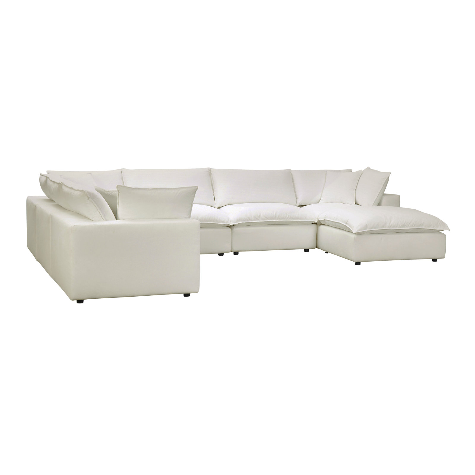 Ellaria Modular Upholstered Reversible U-Sectional, White Faux Leather