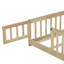 Lit simple au sol avec clôture et porte, lit en bois d'hévéa avec garde-corps de sécurité