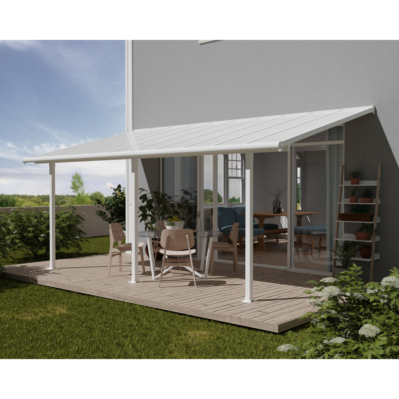 Auvent de patio en polycarbonate, 10 pi x 20 pi, Blanc
