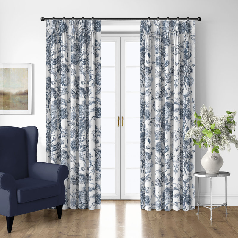 Alexandria White Cotton Pinch Pleat Drapery Panel Set of 2, 20" W x 120" L