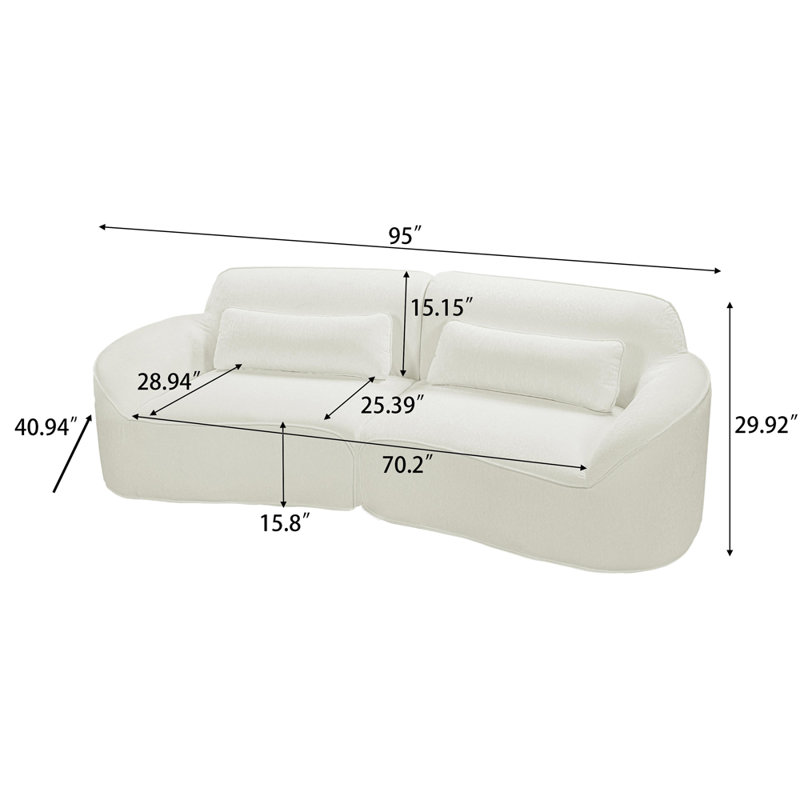 Canapé 95 po, Polyester beige