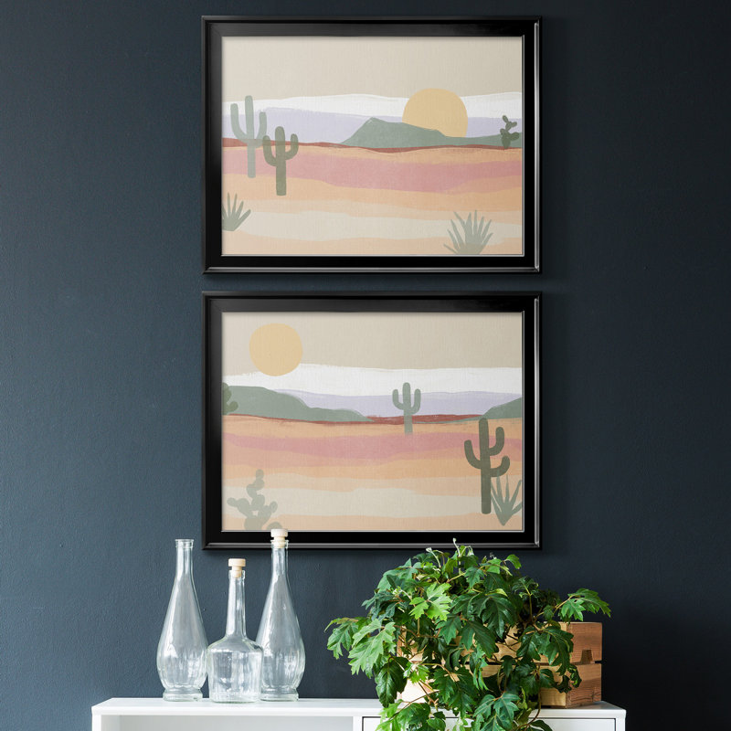 Cactus Plateau I - ensemble de 2 reproductions de cadres photo, Noir, H 24,5 po x l 37 po x P 1 po