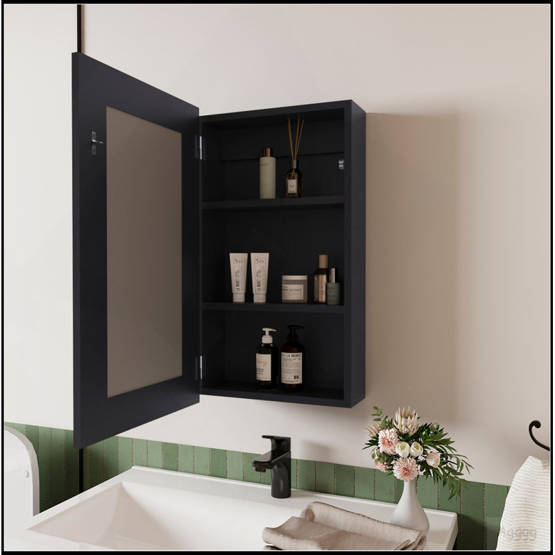 Pharmacie avec miroir inclus Parks, noir, Noir