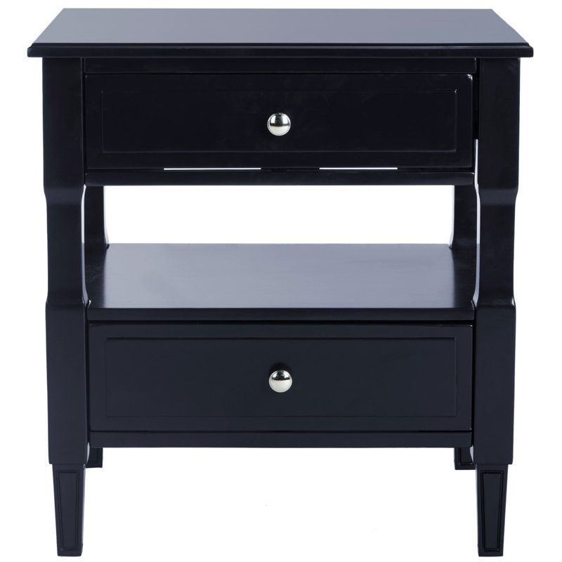 Table de chevet 24 po Laga - table de chambre contemporaine avec 2 tiroirs, quincaillerie argentée et finition neutre