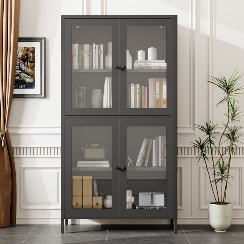 Armoire de rangement en verre à 4 portes