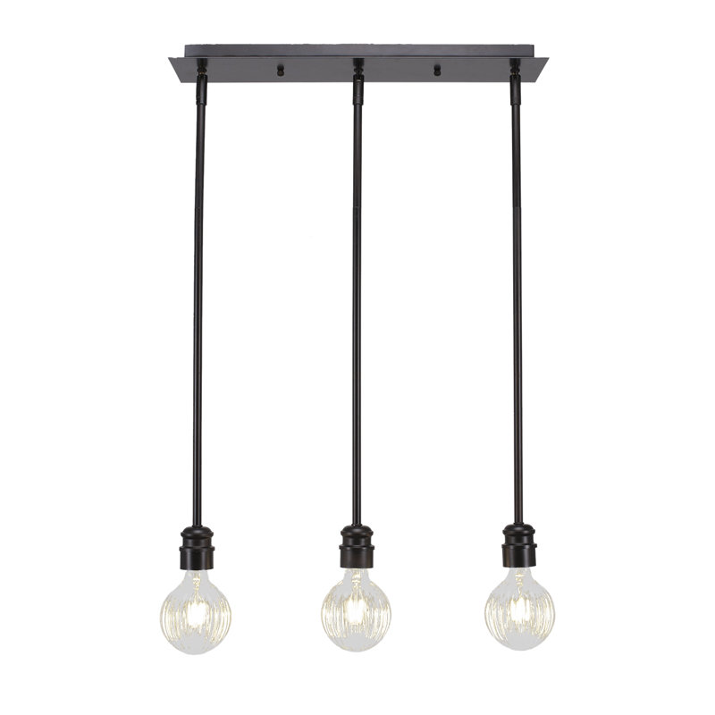 Luminaire suspendu linéaire 3 lumières Edge avec finition ampoule 4 ampoules DEL Edge