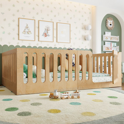 Full Size Floor Bed with High Fence